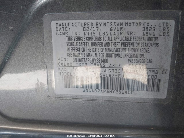 Nissan SENTRA S 2017 3N1AB7AP5HY281400 Image 9