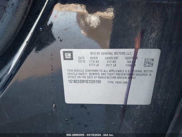Chevrolet Cruze Ls Auto 2016 1G1BC5SM1G7235160 Image 9