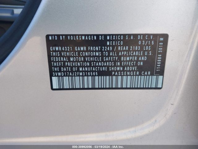 3VWD17AJ2FM316565 Volkswagen Jetta 1.8t Se
