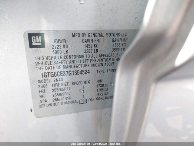 1GTG6CE37G1354524 GMC CANYON SLE