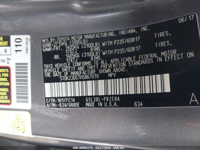 Toyota Sienna Le 8 Passenger 2017 5TDKZ3DC7HS867019 Image 9