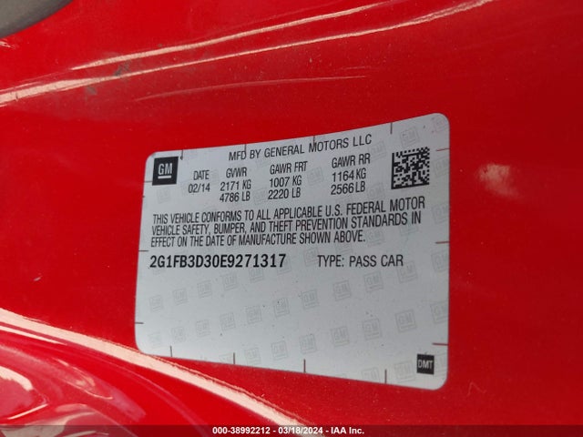 Chevrolet Camaro 1lt 2014 2G1FB3D30E9271317 Image 9