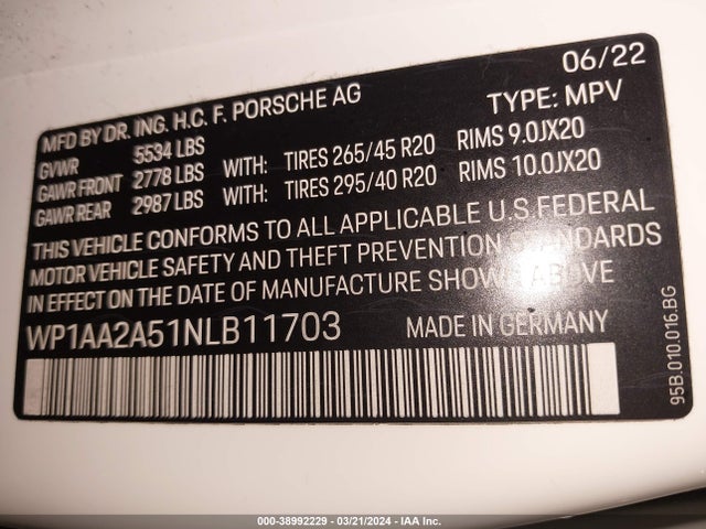 2022 PORSCHE MACAN WP1AA2A51NLB11703 Photo 8