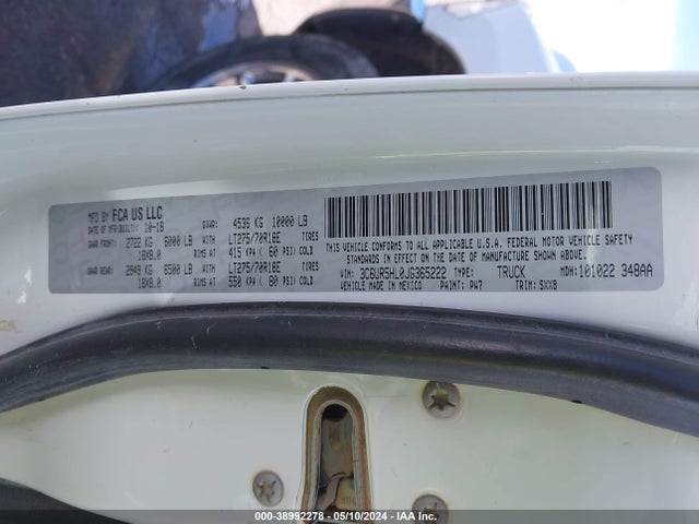 RAM 2500 Tradesman  4x4 8' Box 2018 3C6UR5HL0JG365222 Image 9