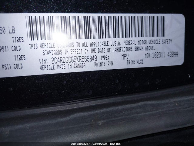 Dodge Grand Caravan Sxt 2019 2C4RDGCG5KR565348 Image 9