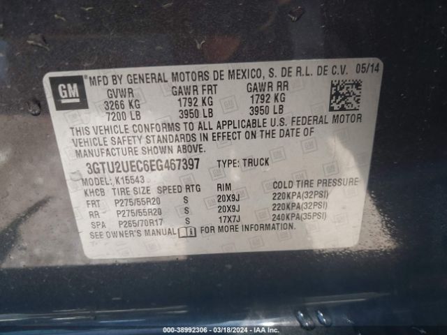3GTU2UEC6EG467397 GMC Sierra 1500 Sle