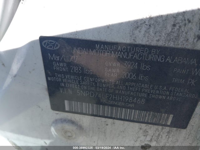 Hyundai ELANTRA SE 2017 5NPD74LF2HH198468 Image 9