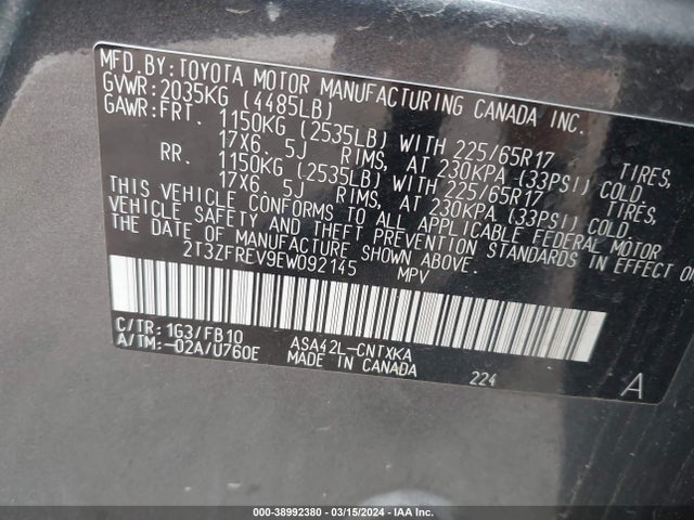 Toyota RAV4 LE 2014 2T3ZFREV9EW092145 Image 9