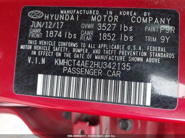 Hyundai Accent Value Edition 2017 KMHCT4AE2HU342135 Image 9