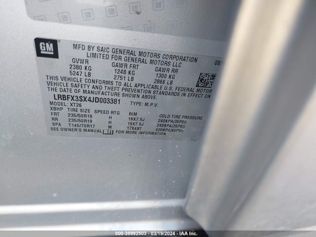 Buick Envision Premium I 2018 LRBFX3SX4JD003381 Image 9