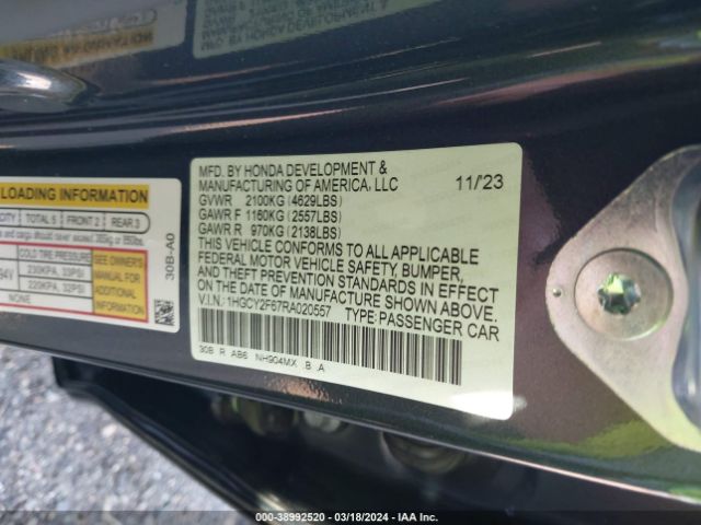 1HGCY2F67RA020557 Honda Accord Hybrid Ex-l