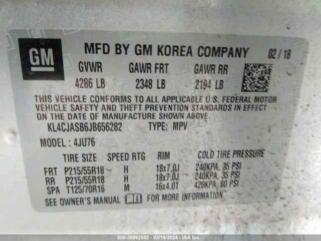 KL4CJASB6JB656282 Buick Encore Preferred
