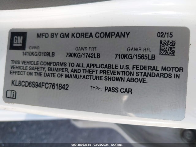 Chevrolet Spark 1lt Cvt 2015 KL8CD6S94FC761842 Image 9