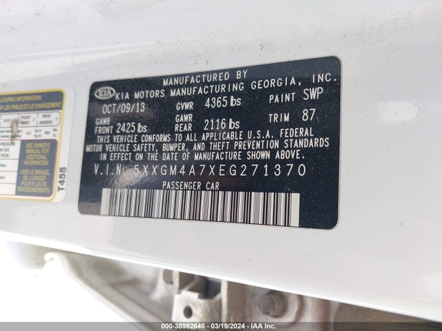 KIA Optima Lx 2014 5XXGM4A7XEG271370 Image 9