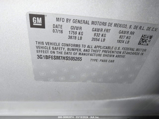 Chevrolet Cruze Premier Auto 2017 3G1BF6SM7HS505265 Image 9