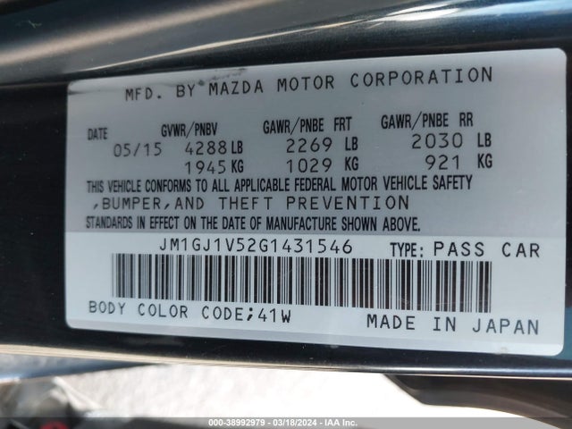 Mazda Mazda6 I Touring 2016 JM1GJ1V52G1431546 Image 9