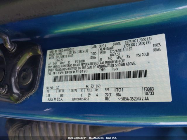 1FTEW1EFXFKE16190 Ford F-150 Xlt