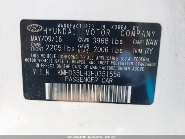 KMHD35LH3HU351556 Hyundai ELANTRA GT