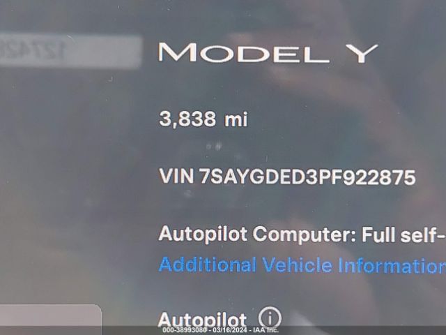 7SAYGDED3PF922875 Tesla Model Y Rwd