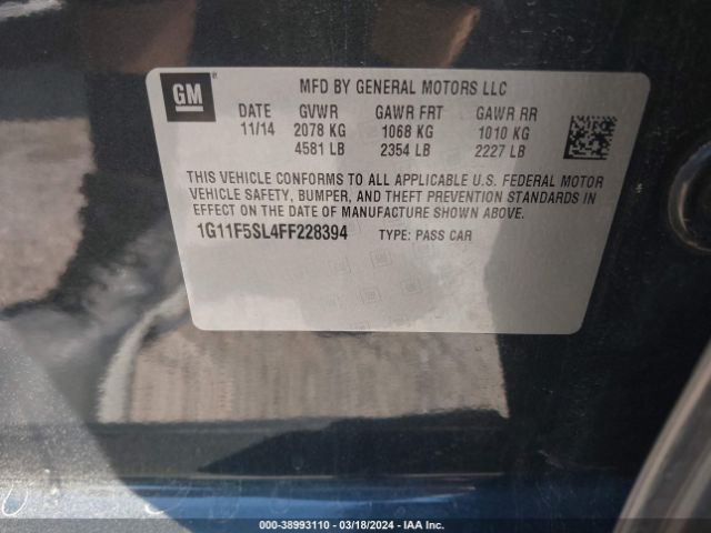 1G11F5SL4FF228394 Chevrolet Malibu 1lz