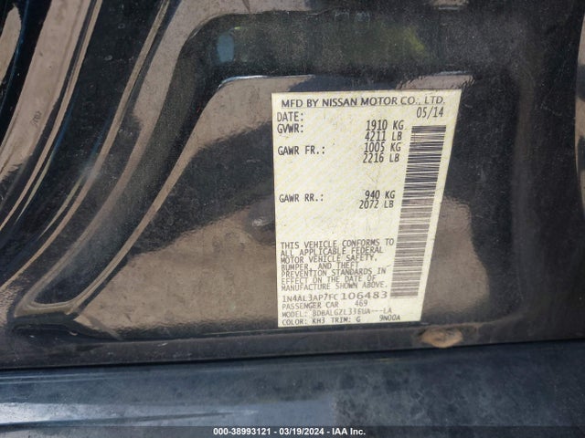 Nissan Altima 2.5 S 2015 1N4AL3AP7FC106483 Image 9