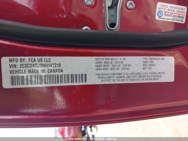 2C3CDXGJ9NH147210 Dodge Charger Scat Pack Widebody