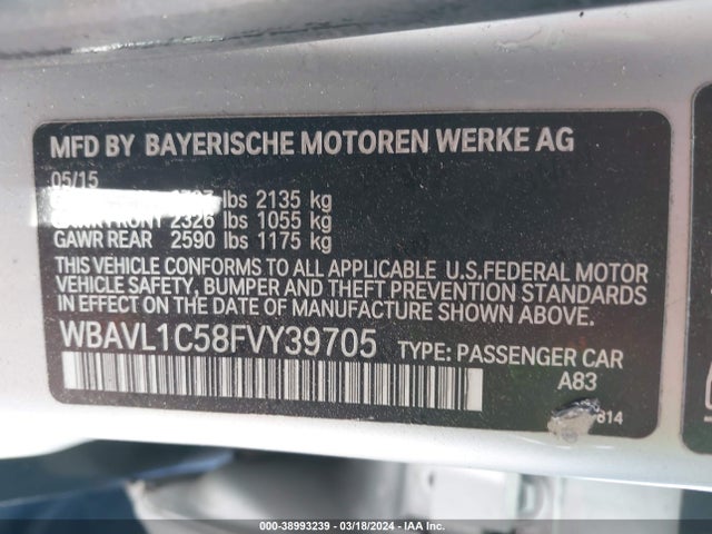BMW X1 Xdrive28i 2015 WBAVL1C58FVY39705 Image 9