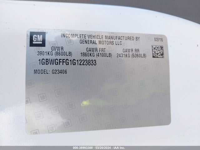1GBWGFFG1G1223833 Chevrolet Express 2500 Lt