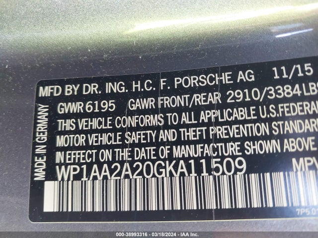 2016 PORSCHE CAYENNE WP1AA2A20GKA11509 Photo 8