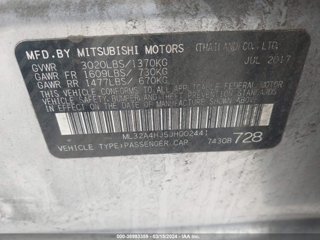 ML32A4HJ5JH002441 Mitsubishi MIRAGE SE