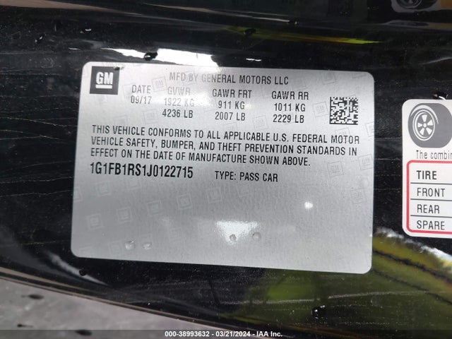 Chevrolet Camaro 1lt 2018 1G1FB1RS1J0122715 Image 9