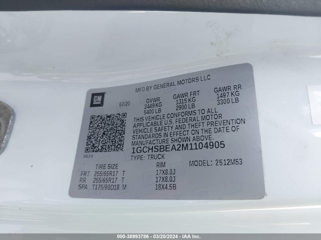 Chevrolet Colorado 2wd  Long Box Wt 2021 1GCHSBEA2M1104905 Image 9