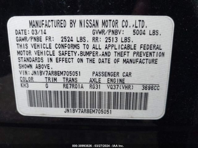 JN1BV7AR8EM705051 Infiniti Q50 Premium