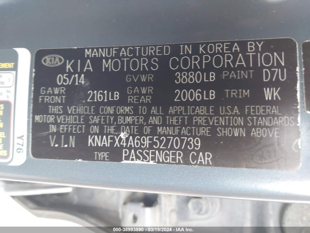 KIA FORTE LX 2015 KNAFX4A69F5270739 Image 9