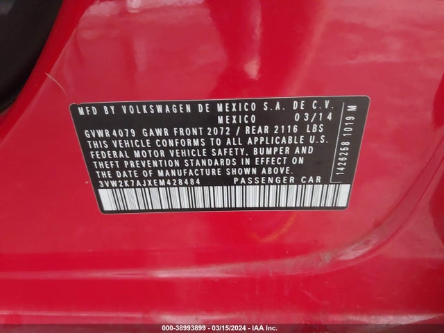 3VW2K7AJXEM428484 Volkswagen Jetta 2.0l S