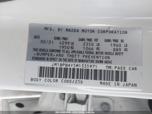 Mazda Mazda3 2.5 Turbo 2021 JM1BPBAY5M1335971 Image 9