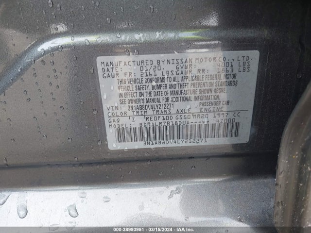 Nissan Sentra Sr Xtronic Cvt 2020 3N1AB8DV4LY212271 Image 9