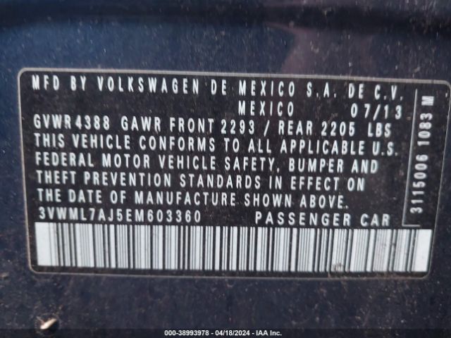 3VWML7AJ5EM603360 Volkswagen Jetta Sportwagen 2.0l Tdi