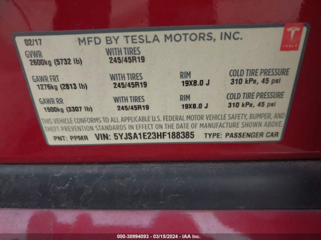 5YJSA1E23HF188385 Tesla Model S 100d/60d/75d/90d/p100d