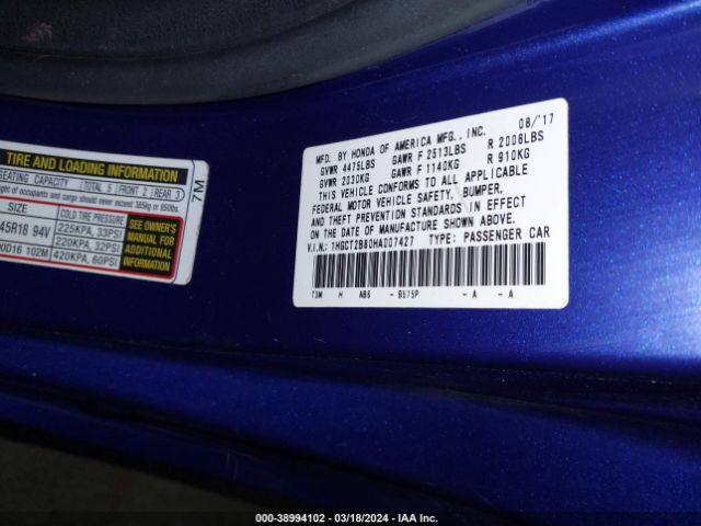 1HGCT2B80HA007427 Honda Accord Ex-l V6