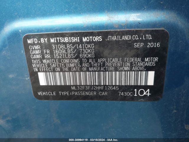 ML32F3FJ2HHF12645 Mitsubishi Mirage G4 Es