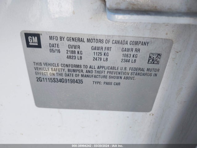 Chevrolet Impala 2lt 2016 2G1115S34G9198435 Image 9