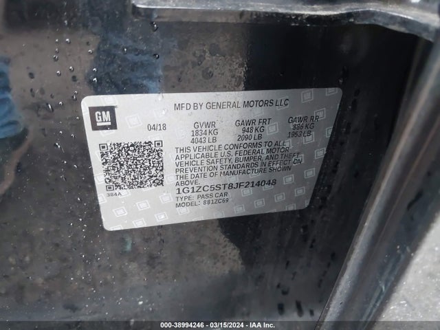 Chevrolet Malibu 1fl 2018 1G1ZC5ST8JF214048 Image 9