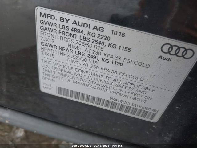 WA1ECCFS2HR008383 Audi Q3 2.0t Premium