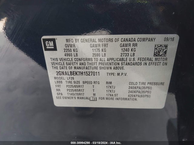 Chevrolet EQUINOX LS 2017 2GNALBEK7H1527011 Image 9