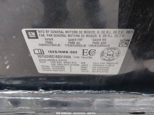 GMC Sierra 1500 Slt 2014 3GTU2VEC1EG213358 Image 9
