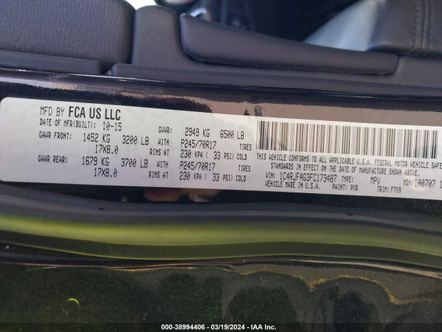 Jeep Grand Cherokee Laredo 2015 1C4RJFAG3FC173487 Image 9