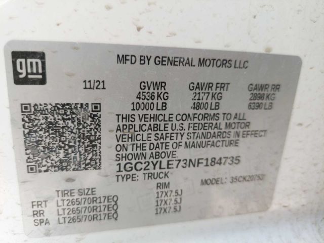 1GC2YLE73NF184735 Chevrolet Silverado K2500 Heavy Duty