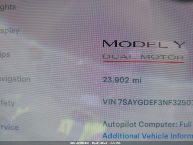 2022 TESLA MODEL Y 7SAYGDEF3NF325076 Photo 6