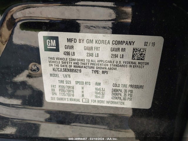 Chevrolet Trax Lt 2019 KL7CJLSB2KB856219 Image 9